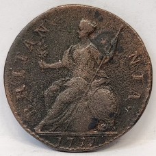 GREAT BRITAIN UK 1771 . HALF 1/2 PENNY . VARIETY . SPURS ON 7